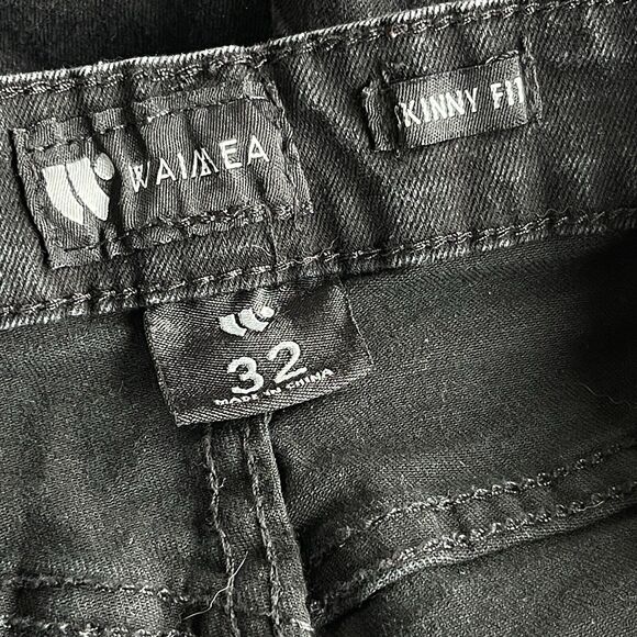 Waimea Jeans Mens 32x32 Black Skinny Fit Silver Branch Unique - Picture 5 of 12